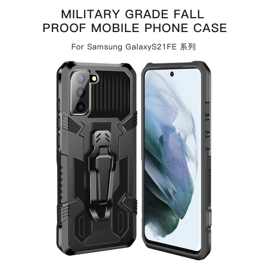 For Samsung Galaxy S21 FE Armor Warrior Shockproof PC + TPU Protective Case(Red) by buy2fix
