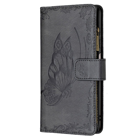 For Samsung Galaxy A12 Flying Butterfly Embossing Pattern Zipper Horizontal Flip Leather Case with Holder & Card Slots & Wallet(Black) by buy2fix