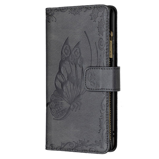 For Samsung Galaxy A41 Flying Butterfly Embossing Pattern Zipper Horizontal Flip Leather Case with Holder & Card Slots & Wallet(Black) by buy2fix