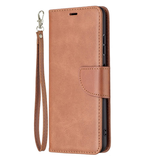 For Samsung Galaxy A22 5G Retro Lambskin Texture Pure Color Horizontal Flip PU Leather Case with Holder & Card Slots & Wallet & Lanyard(Brown) by buy2fix