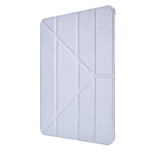 For iPad Air 13 2025 / 2024 / iPad Pro 12.9 2022 / 2021 Silk Texture Horizontal Deformation Flip Leather Tablet Case with Holder(Silver) by buy2fix