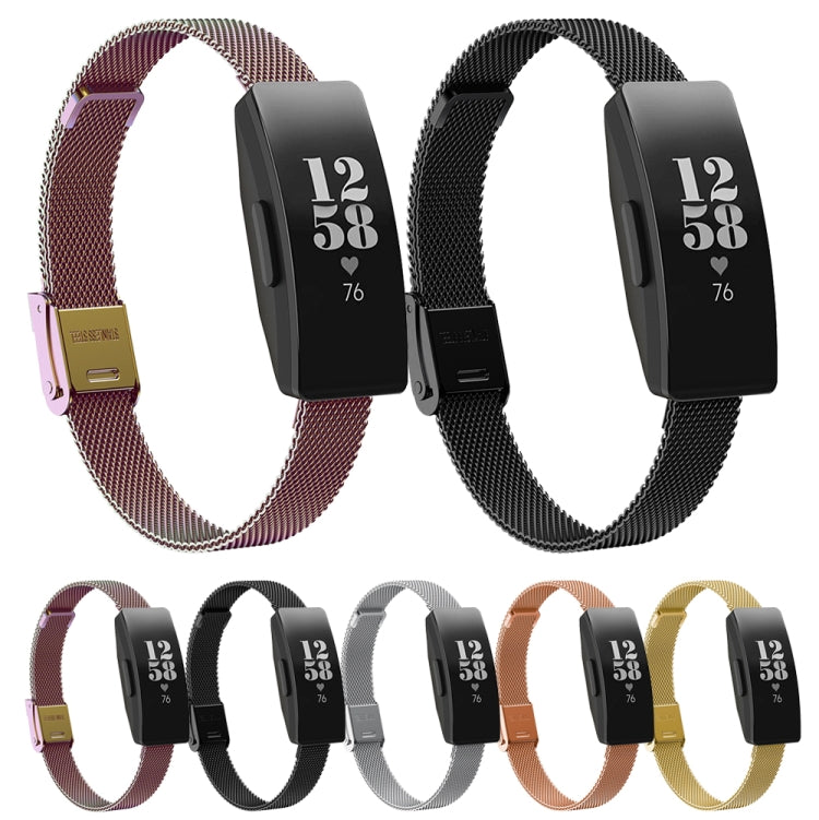 For Fitbit Ace 3 / Inspire 2 Double Insurance Buckle Milanese Watch Band(Black) by buy2fix
