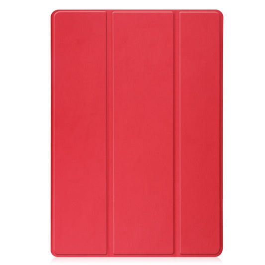 For Samsung Galaxy Tab S7 Lite T730 / T735 / Tab S7 FE T736 Custer Pattern Pure Color TPU Smart Tablet Holster with Sleep Function & 3-Fold Holder & Pen Slot(Red) by buy2fix
