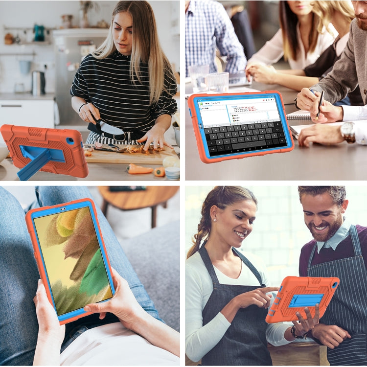 For Samsung Galaxy Tab A7 Lite T220 / T225 Contrast Color Robot Shockproof Silicone + PC Protective Case with Holder(Orange Blue) by buy2fix