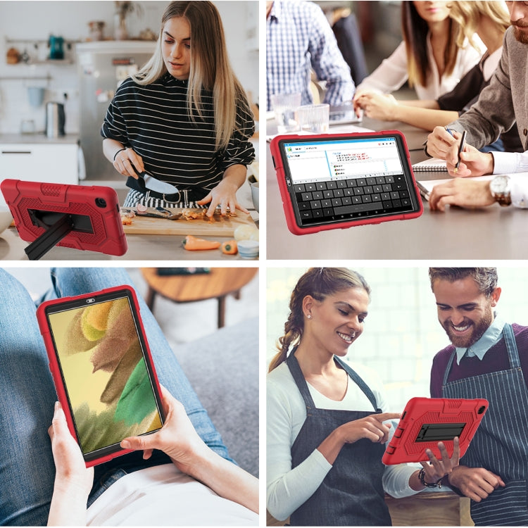 For Samsung Galaxy Tab A7 Lite T220 / T225 Contrast Color Robot Shockproof Silicone + PC Protective Case with Holder(Red Black) by buy2fix