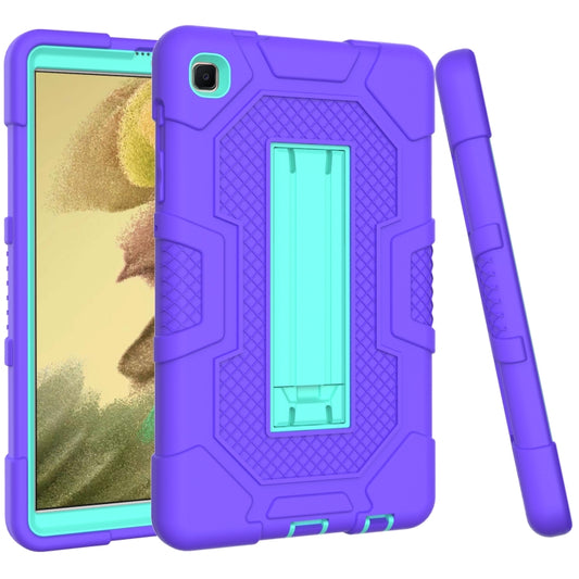 For Samsung Galaxy Tab A7 Lite T220 / T225 Contrast Color Robot Shockproof Silicone + PC Protective Case with Holder(Purple Mint Green) by buy2fix