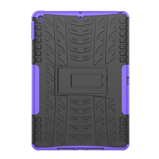 For iPad 10.2 Tire Texture TPU + PC Shockproof Case with Holder(Purple) by buy2fix