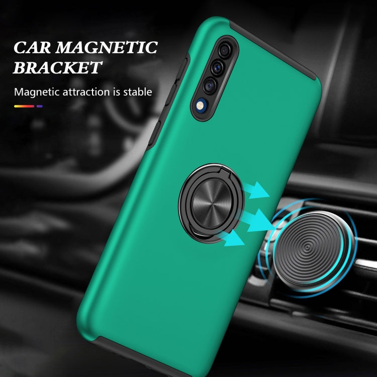For Samsung Galaxy A30s / A50s / A50 PC + TPU Shockproof Magnetic Protective Case with Invisible Ring Holder(Dark Green) by buy2fix