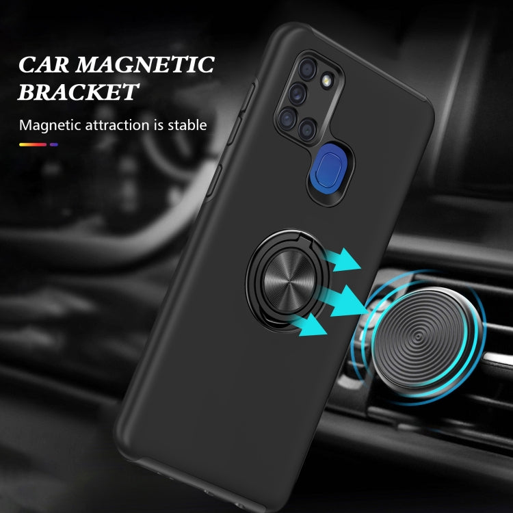 For Samsung Galaxy A21s PC + TPU Shockproof Magnetic Protective Case with Invisible Ring Holder(Black) by buy2fix