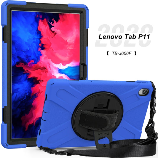For Lenovo XiaoXin Pad 11 / Pad 11 Plus 2021 / Pad 2022 TB-J606F/J607F/J616F Shockproof Colorful Silicone + PC Protective Case with Holder & Hand Strap & Shoulder Strap(Blue) by buy2fix