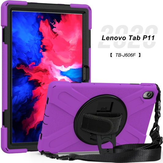 For Lenovo XiaoXin Pad 11 / Pad 11 Plus 2021 / Pad 2022 TB-J606F/J607F/J616F Shockproof Colorful Silicone + PC Protective Case with Holder & Hand Strap & Shoulder Strap(Purple) by buy2fix
