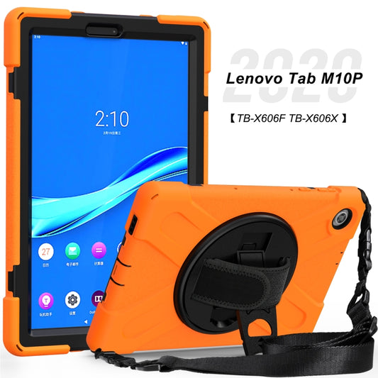 For Lenovo Tab M10 Plus TB-X606F Shockproof Colorful Silicone + PC Protective Case with Holder & Hand Strap & Shoulder Strap(Orange) by buy2fix