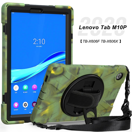 For Lenovo Tab M10 Plus TB-X606F Shockproof Colorful Silicone + PC Protective Case with Holder & Hand Strap & Shoulder Strap(Camouflage) by buy2fix