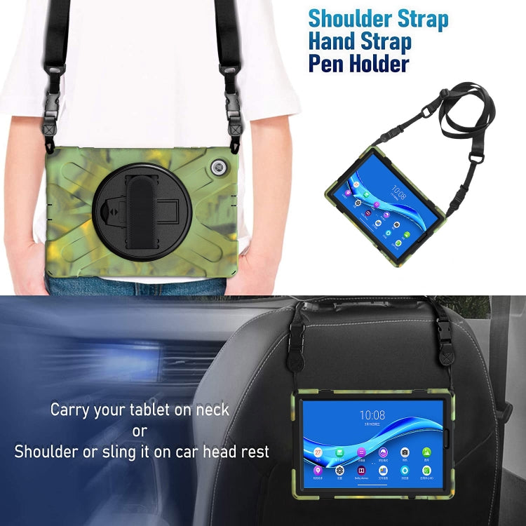 For Lenovo Tab M10 Plus TB-X606F Shockproof Colorful Silicone + PC Protective Case with Holder & Hand Strap & Shoulder Strap(Camouflage) by buy2fix