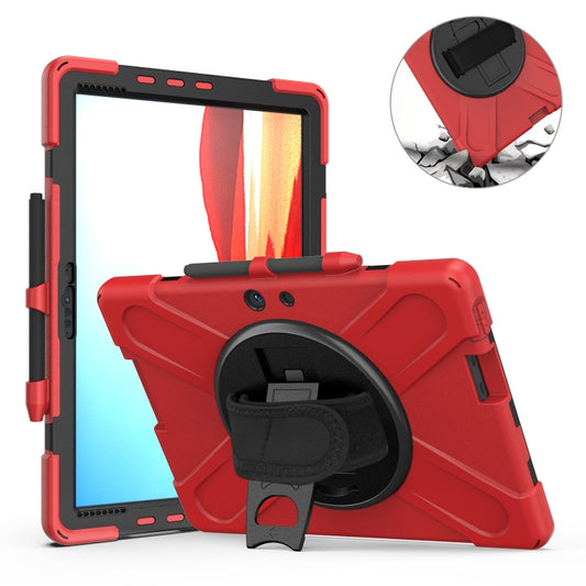 For Microsoft Surface Pro X / Pro X 2021 Shockproof Colorful Silicone + PC Protective Case with Holder & Hand Strap & Shoulder Strap & Pen Slot(Red) by buy2fix