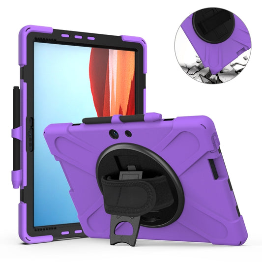 For Microsoft Surface Pro X / Pro X 2021 Shockproof Colorful Silicone + PC Protective Case with Holder & Hand Strap & Shoulder Strap & Pen Slot(Purple) by buy2fix