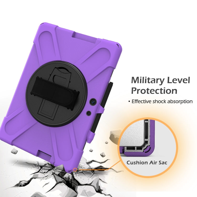 For Microsoft Surface Pro X / Pro X 2021 Shockproof Colorful Silicone + PC Protective Case with Holder & Hand Strap & Shoulder Strap & Pen Slot(Purple) by buy2fix