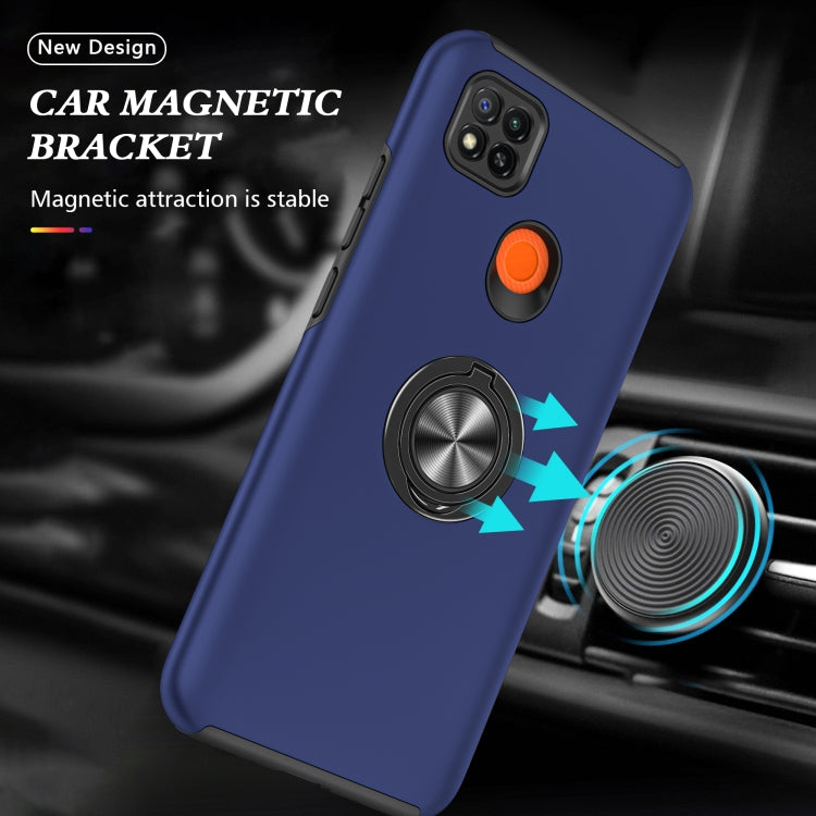 For Xiaomi Redmi 9C PC + TPU Shockproof Magnetic Protective Case with Invisible Ring Holder(Blue) by buy2fix