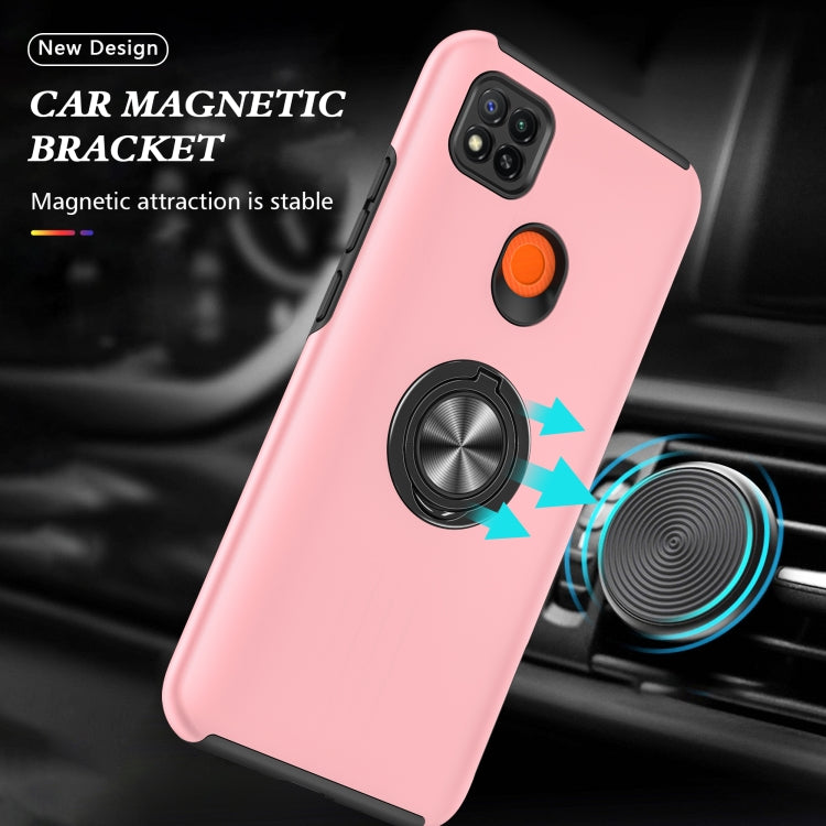 For Xiaomi Redmi 9C PC + TPU Shockproof Magnetic Protective Case with Invisible Ring Holder(Rose Gold) by buy2fix