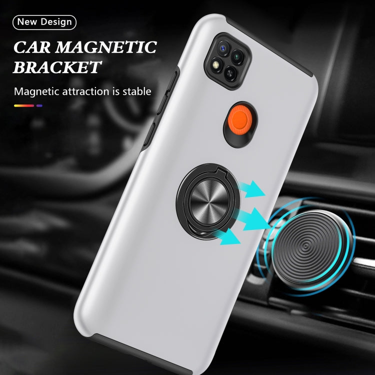 For Xiaomi Redmi 9C PC + TPU Shockproof Magnetic Protective Case with Invisible Ring Holder(Silver) by buy2fix