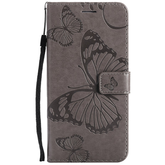 For OPPO Realme 8 Pro / Realme 8 Pressed Printing Butterfly Pattern Horizontal Flip PU Leather Case with Holder & Card Slots & Wallet & Lanyard(Gray) by buy2fix