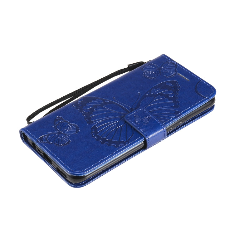 For OPPO Realme 8 Pro / Realme 8 Pressed Printing Butterfly Pattern Horizontal Flip PU Leather Case with Holder & Card Slots & Wallet & Lanyard(Blue) by buy2fix
