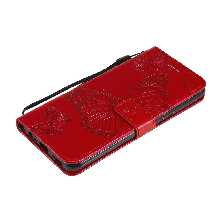 For OPPO Realme 8 Pro / Realme 8 Pressed Printing Butterfly Pattern Horizontal Flip PU Leather Case with Holder & Card Slots & Wallet & Lanyard(Red) by buy2fix