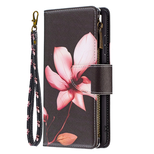 For Samsung Galaxy A22 5G Colored Drawing Pattern Zipper Horizontal Flip Leather Case with Holder & Card Slots & Wallet(Lotus) by buy2fix