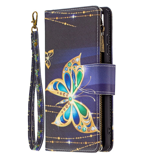 For Samsung Galaxy A22 5G Colored Drawing Pattern Zipper Horizontal Flip Leather Case with Holder & Card Slots & Wallet(Big Butterfly) by buy2fix