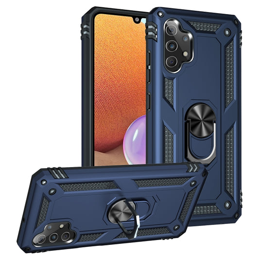 For Samsung Galaxy A32 4G Shockproof TPU + PC Protective Case with 360 Degree Rotating Holder(Blue) by buy2fix
