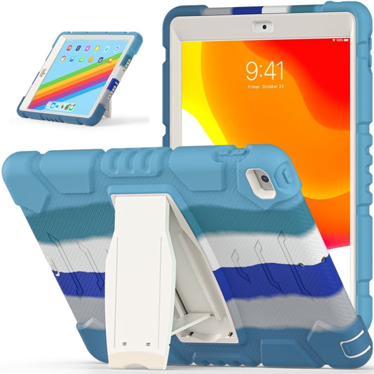 For iPad 10.2 2021 / 2020 / 2019 3-Layer Protection Screen Frame + PC + Silicone Shockproof Combination Case with Holder(Colorful Blue) by buy2fix