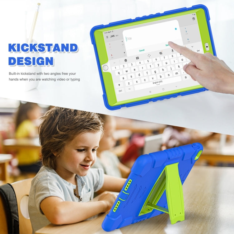 For iPad 10.2 2021 / 2020 / 2019 3-Layer Protection Screen Frame + PC + Silicone Shockproof Combination Case with Holder(Blue+Lime) by buy2fix