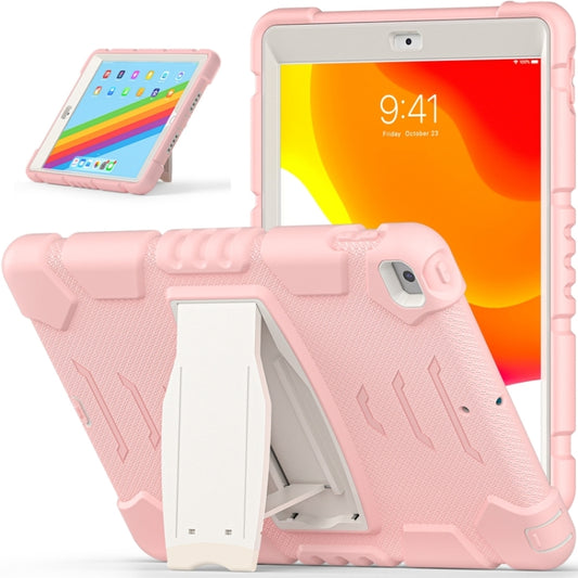 For iPad 10.2 2021 / 2020 / 2019 3-Layer Protection Screen Frame + PC + Silicone Shockproof Combination Case with Holder(Cherry Blossoms Pink) by buy2fix