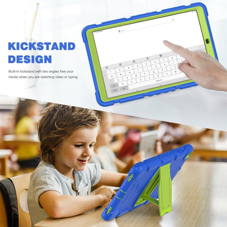 For Samsung Galaxy Tab A 10.1 (2019) T510 3-Layer Protection Screen Frame + PC + Silicone Shockproof Combination Case with Holder(Blue+Lime) by buy2fix