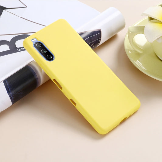 For Sony Xperia 10 III Pure Color Liquid Silicone Shockproof Full Coverage Case(Yellow) by buy2fix