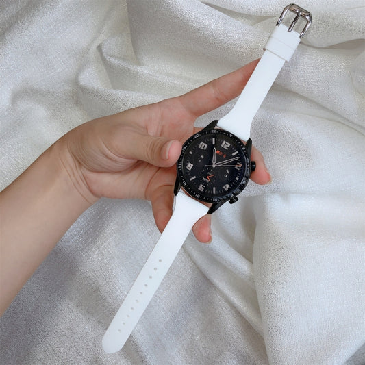 20mm T-shaped Buckle Silicone Watch Band(White) by buy2fix