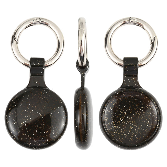 Anti-scratch Clear TPU Shockproof Protective Cover Case with Keychain Hook Loop For AirTag( Glitter Powder Black) by MOMAX