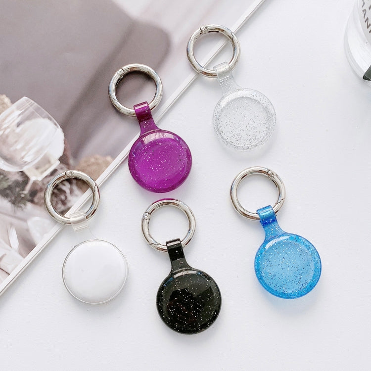 Anti-scratch Clear TPU Shockproof Protective Cover Case with Keychain Hook Loop For AirTag( Glitter Powder Blue) by MOMAX