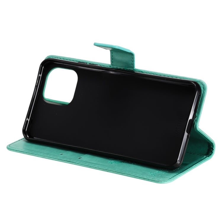 For Xiaomi Mi 11 Lite 5G Tree & Cat Pattern Pressed Printing Horizontal Flip PU Leather Case with Holder & Card Slots & Wallet & Lanyard(Green) by Diaobaolee