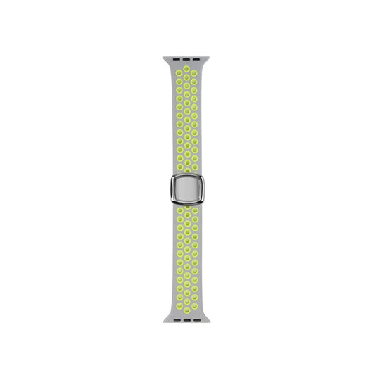 Double Color Silicone Watch Band For Apple Watch Ultra 49mm&Watch Ultra 2 49mm / Series 9&8&7 45mm / SE 3&SE 2&6&SE&5&4 44mm / 3&2&1 42mm(Gray Yellow) by buy2fix