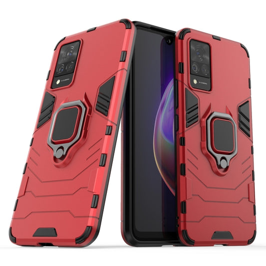 For vivo V21 Shockproof PC + TPU Protective Case with Magnetic Ring Holder(Red) by buy2fix