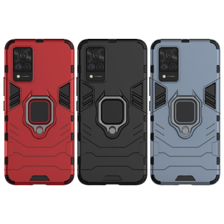 For vivo V21 Shockproof PC + TPU Protective Case with Magnetic Ring Holder(Navy Blue) by buy2fix