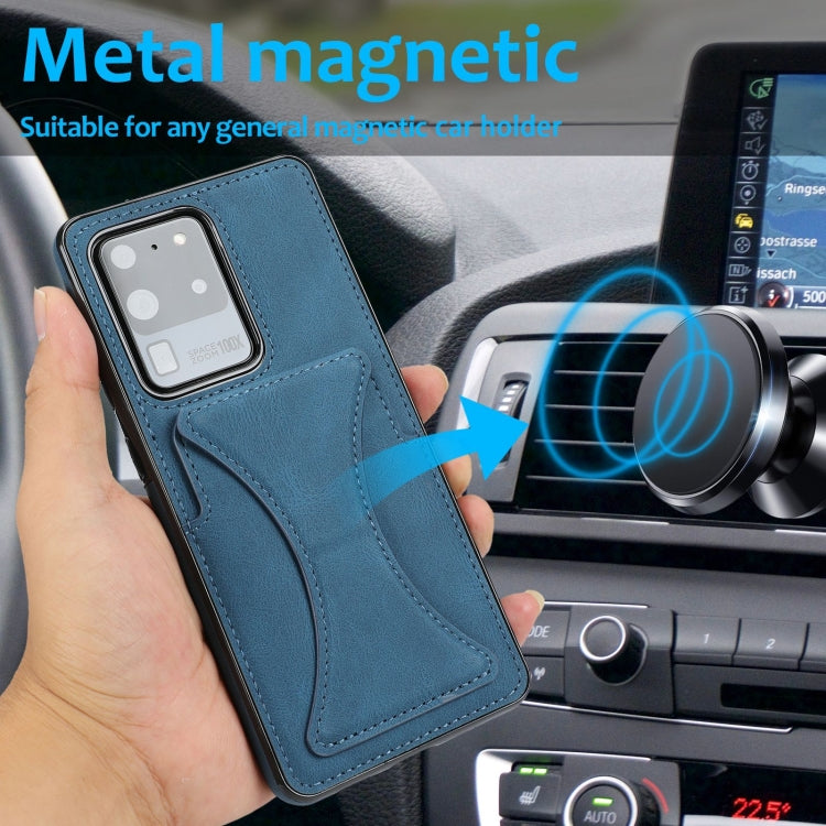For Samsung Galaxy S20 Ultra-thin Shockproof Protective Case with Holder & Metal Magnetic Function(Blue) by buy2fix