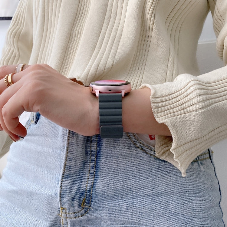 20mm For Samsung Smart Watch Universal Silicone Magnetic Watch Band(Black) by buy2fix