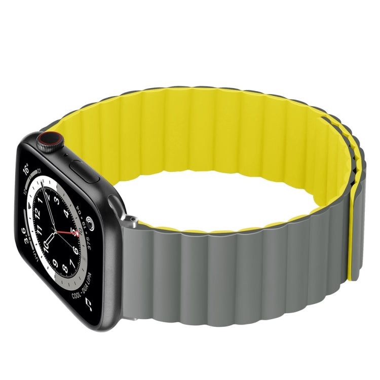 Silicone Magnetic Watch Band For Apple Watch Series 7 41mm / 6 & SE & 5 & 4 40mm / 3 & 2 & 1 38mm(Black+Orange) by buy2fix