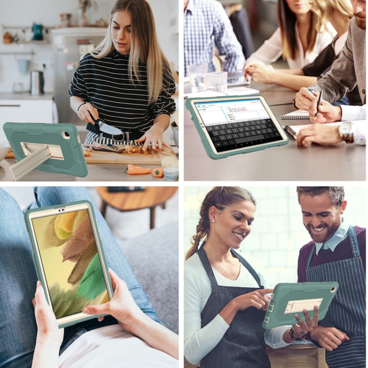 For Samsung Galaxy Tab A7 Lite T220 / T225 (2021) Contrast Color Robot Shockproof Silicone + PC Protective Case with Holder(Matcha Green) by buy2fix