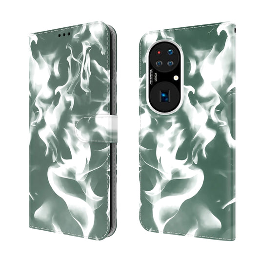 For Huawei P50 Cloud Fog Pattern Horizontal Flip Leather Case with Holder & Card Slot & Wallet(Dark Green) by buy2fix