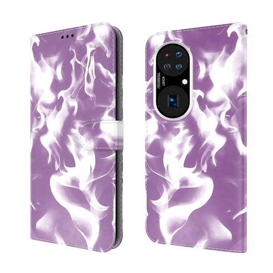 For Huawei P50 Pro Cloud Fog Pattern Horizontal Flip Leather Case with Holder & Card Slot & Wallet(Purple) by buy2fix