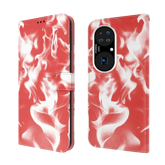 For Huawei P50 Pro Cloud Fog Pattern Horizontal Flip Leather Case with Holder & Card Slot & Wallet(Red) by buy2fix