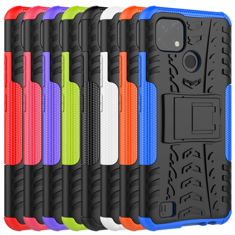 For OPPO Realme C21 / C20 Tire Texture Shockproof TPU+PC Protective Case with Holder(Orange) by buy2fix